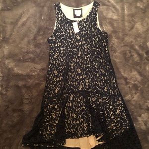 Navy blue cream laced dress